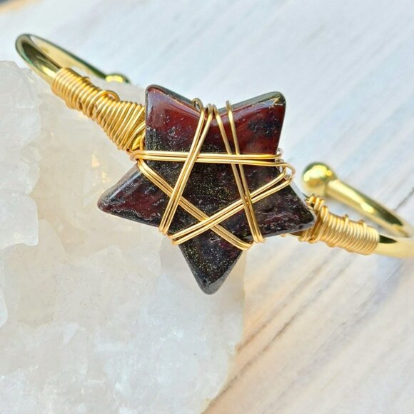 Dragons Blood Star Wire Wrap Cuff w/ 14Kt Gold Over Copper – Handmade & NWT - Picture 7 of 10